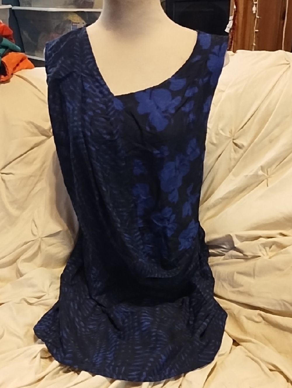 Sisley Blue and Black Floral Dress
